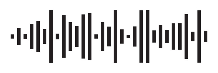 Sound waves collection. Analog and digital audio signal. Music equalizer. Interference voice recording. High frequency radio wave. Vector illustration on white background in eps 10.