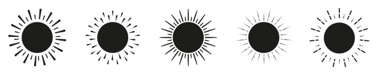 black silhouette retro vintage circle. Retro sun frame