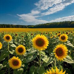 Fototapeta premium Sun flowers in the fields