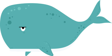 cartoon whale with a sad expression on its face