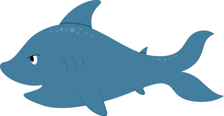 Obraz premium cartoon blue shark with a menacing look on its face