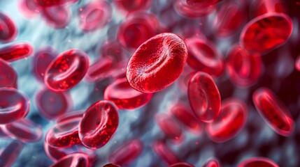 A close up of red blood cells in motion
