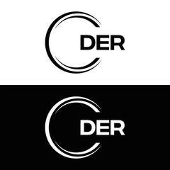 DER logo. D E R design. White DER letter. DER, D E R letter logo design. D E R letter logo design in FIVE, FOUR, THREE, style. letter logo set in one artboard. D E R letter logo vector design.