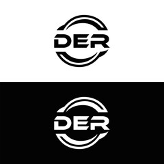 DER logo. D E R design. White DER letter. DER, D E R letter logo design. D E R letter logo design in FIVE, FOUR, THREE, style. letter logo set in one artboard. D E R letter logo vector design.