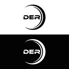 DER logo. D E R design. White DER letter. DER, D E R letter logo design. D E R letter logo design in FIVE, FOUR, THREE, style. letter logo set in one artboard. D E R letter logo vector design.