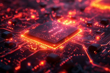 3D rendering of CPU information engineering modern technology computer communication light effect big data center Research and development. virtual reality