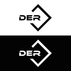 DER logo. D E R design. White DER letter. DER, D E R letter logo design. D E R letter logo design in FIVE, FOUR, THREE, style. letter logo set in one artboard. D E R letter logo vector design.