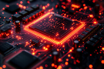 3D rendering of CPU information engineering modern technology computer communication light effect big data center Research and development. virtual reality