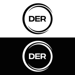DER logo. D E R design. White DER letter. DER, D E R letter logo design. D E R letter logo design in FIVE, FOUR, THREE, style. letter logo set in one artboard. D E R letter logo vector design.