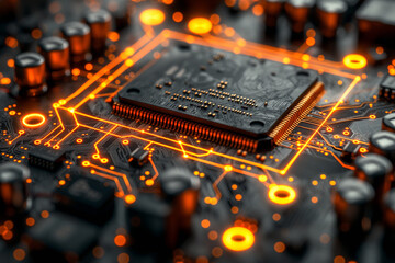 3D rendering of CPU information engineering modern technology computer communication light effect big data center Research and development. virtual reality