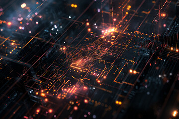 3D rendering of CPU information engineering modern technology computer communication light effect big data center Research and development. virtual reality