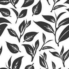 green leaves vector pattern background. Green tea leaf seamless pattern. tea leaves pattern background. seamless patterns with green leaves  of tea. 