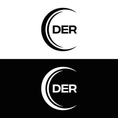 DER logo. D E R design. White DER letter. DER, D E R letter logo design. D E R letter logo design in FIVE, FOUR, THREE, style. letter logo set in one artboard. D E R letter logo vector design.
