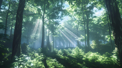 sun rays in the forest