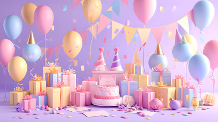 Soft and sweet holiday party birthday background