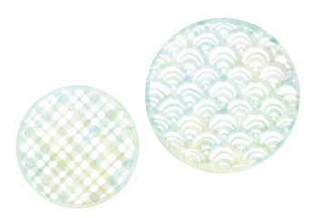 和柄の美しい虹色のスタンプ風イラスト