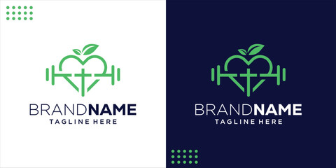 Creative Logo Love fitness Barbell, Design Inspiration, Illustration, Vector