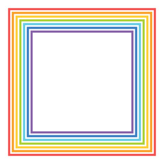 Striped colorful frame in seven rainbow. Striped colorful rainbow border frame background design. Colorful paint splatter background. Vector illustration. EPS 10