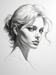 Fototapeta premium women face realistic pencil drawing