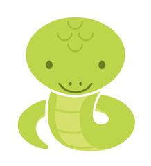 Year Of The Snake Vector Cute Mascot Isolated On A White Background. 
