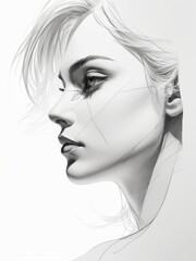 Fototapeta premium women face realistic pencil drawing