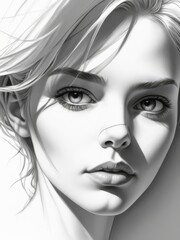 Fototapeta premium women face realistic pencil drawing