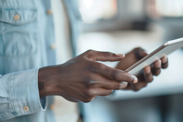 Hands holding tablet