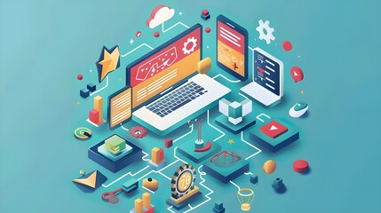 gamification concept in education and marketing, interactive engaging content