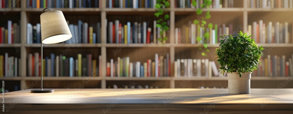 Aufkleber the library, a peaceful sanctuary with natural light and greenery, is ideal for focused reading and 