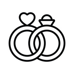 Wedding rings icon, engagement rings vector design