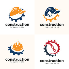 Construction Worker Logo design collection industrial creative modern concept