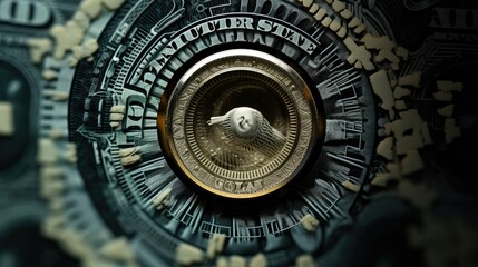Fototapeta premium Photograph of a US dollar bill caught in a macro lens, revealing the microscopic details and hidden patterns within the bill's design 