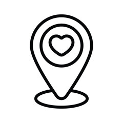 Heart symbol inside location pin showing concept icon of romantic place