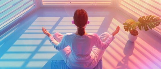 Mindfulness practices top view enhancing mental health robotic tone Colored pastel