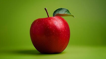 A ripe red apple against an isolated background in vivid lime.