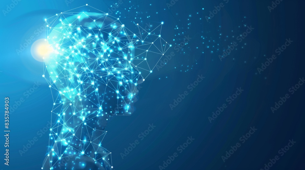 Aufkleber The concept delves into an advanced AI technology of a digital brain, utilizing quantum network connectivity to enhance machine learning and futuristic neural networks for groundbreaking innovation