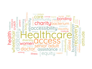Fototapeta premium Healthcare access word cloud template. Healthcare and medicine concept vector tagcloud background.