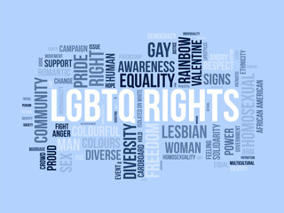 LGBTQ rights word cloud template. Pride community concept vector tagcloud background.