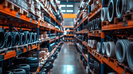 Naklejka premium Automotive Parts Stocked in Warehouse