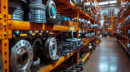 Obraz premium Automotive Parts Stocked in Warehouse