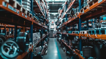 Obraz premium Automotive Parts Stocked in Warehouse