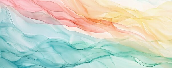 Obraz premium Abstract flowing transparent gradient shapes in pastel colors, creating a serene and tranquil background.
