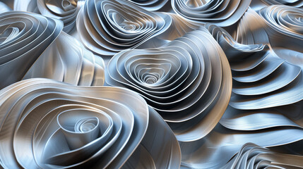 multiple layers of galvanized steel shaped into spiral patterns, showcasing the material&rsquo;s flexibility and industrial use.