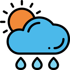 cloudy rain filled outline icon