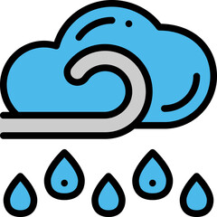 windy rain filled outline icon