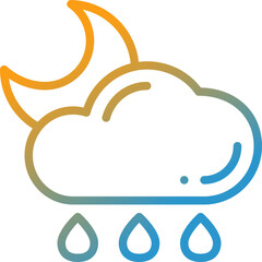 rainy night gradient line icon