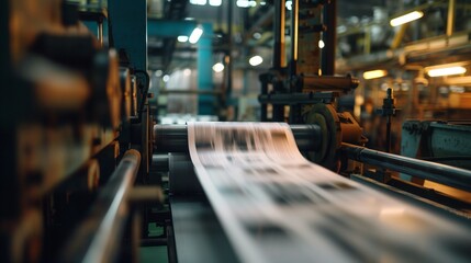 Newspaper production at printing press in publishing house