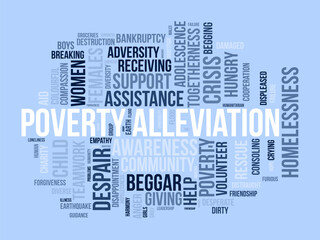 Fototapeta premium Poverty alleviation word cloud template. Social issues concept vector tagcloud background.