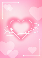 y2k heart card. Happy Valentine's Day card. y2k aesthetic. Social media template. Gradient Blur Heart with sparks and stars. Poster, banner, background, social media templates. Vector illustration