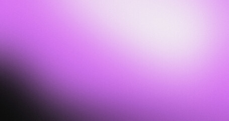 Purple white illuminated spots on black, grainy color gradient background, noise texture effect, copy space	